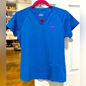 Under Armour Blue T-Shirt with Pink Logo